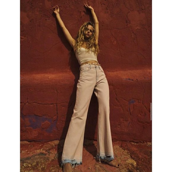 (🌹5/$25 🌹) Zara BOOTCUT OMBRE ACID PINK JEANS (nwot) Size 0 - Picture 3 of 5